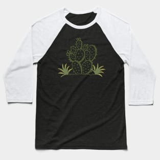 Green Floral Cactus Baseball T-Shirt